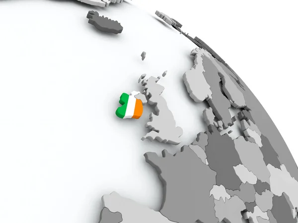 Mapa de Irlanda con bandera en el mundo — Foto de Stock