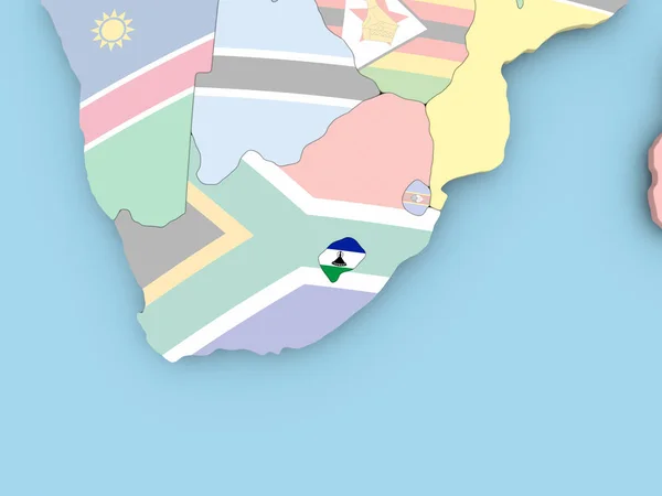 Mapę Demokratyczna Republika Konga z flagą na całym świecie — Zdjęcie stockowe