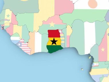 Senegal Haritası dünya üzerinde bayrak ile