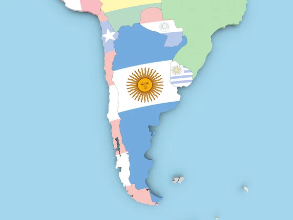 Mapa de Nueva Zelanda con la bandera en el mundo — Foto de Stock