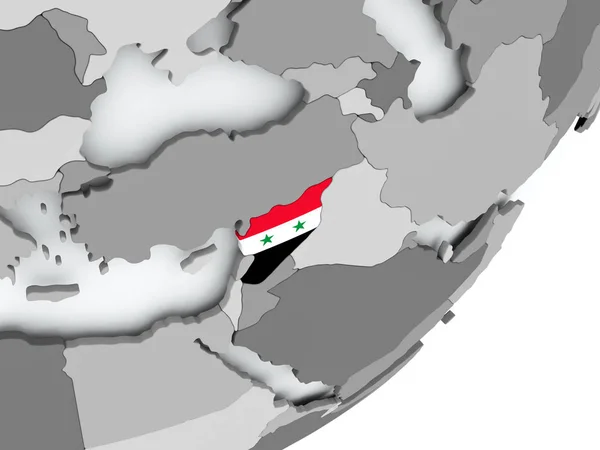 Flag of Syria on map — Stock Photo, Image