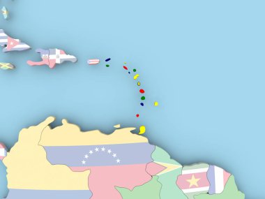 Panama Haritası dünya üzerinde bayrak ile