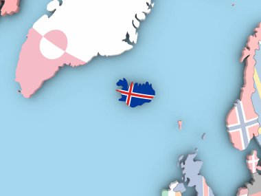 Dünya üzerinde bayrak ile Beyaz Rusya Haritası