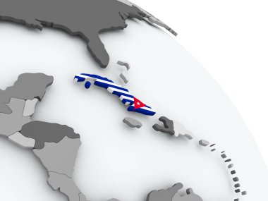 Küba Haritası dünya üzerinde bayrak ile