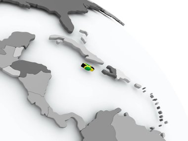 Jamaika Haritası dünya üzerinde bayrak ile