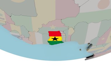 Dünya üzerinde bayrak ile Gana