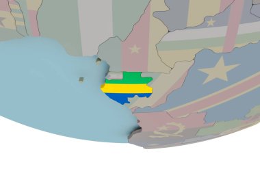Gabon dünya üzerinde bayrak ile