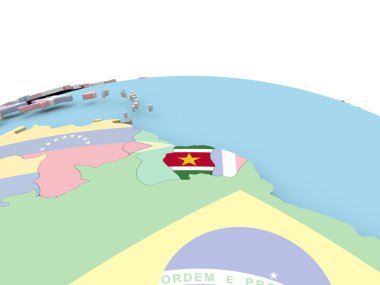 Parlak Globe Surinam Cumhuriyeti bayrağı