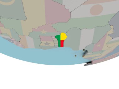 Benin dünya üzerinde bayrak ile