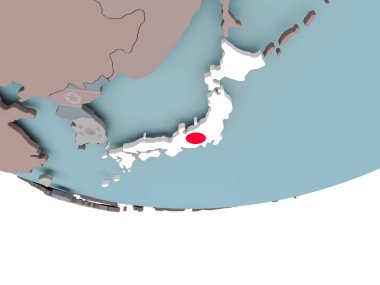 Dünya üzerinde bayrak ile Japonya