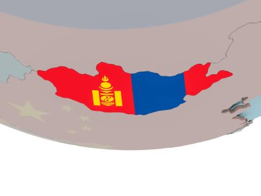Dünya üzerinde bayrak ile Moğolistan