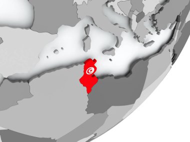 Tunus bayrağı harita üzerinde