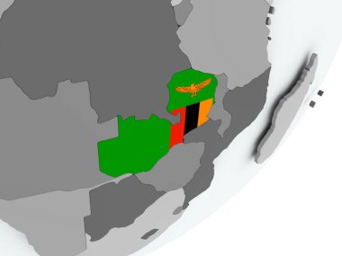 Harita üzerinde Zambiya bayrağı