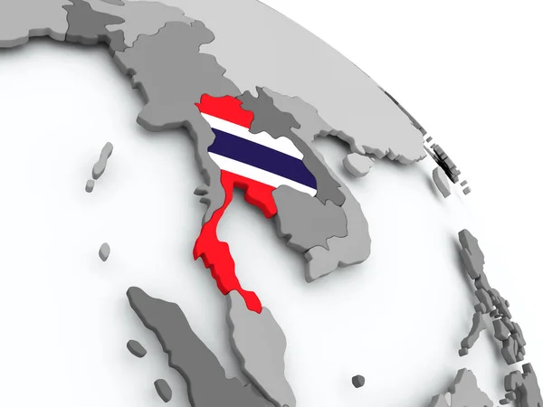 Karta över Thailand med flagga på Globen — Stockfoto
