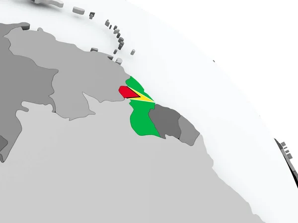 Mapa de Guyana con bandera en el mundo —  Fotos de Stock