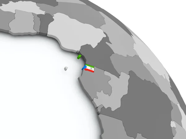 Mapa de Guinea Ecuatorial con la bandera en el mundo —  Fotos de Stock