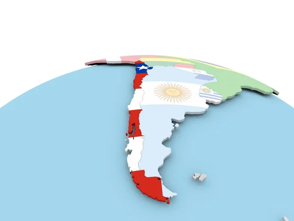 Drapeau du Chili sur le globe lumineux — Photo