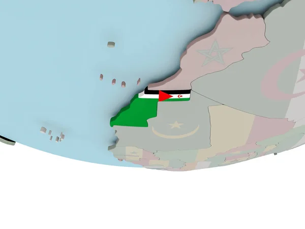 Westsahara mit Flagge auf Globus — Stockfoto