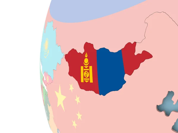 정치 세계에 몽골의 국기 — 스톡 사진