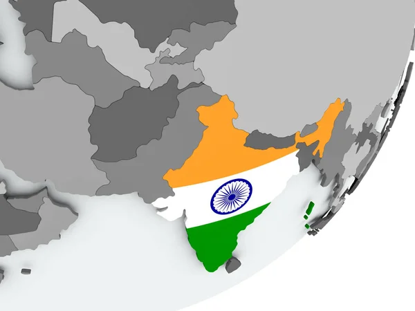 Bandera de India en el mapa — Foto de Stock