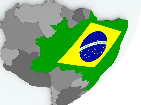 Bandera de Brasil en el mapa — Foto de Stock