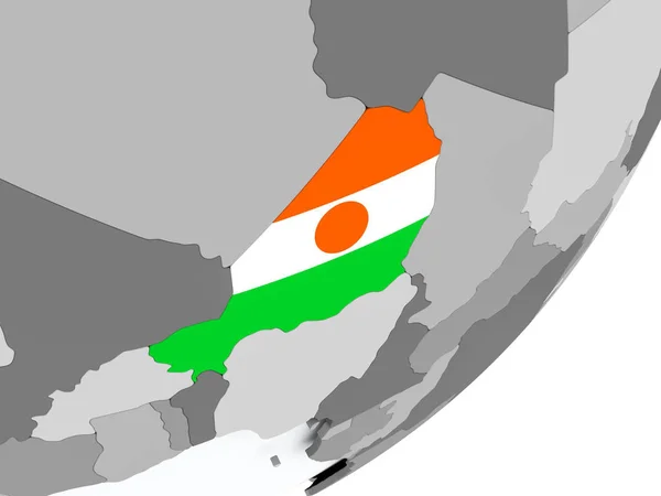 Nigerská vlajka na mapě — Stock fotografie