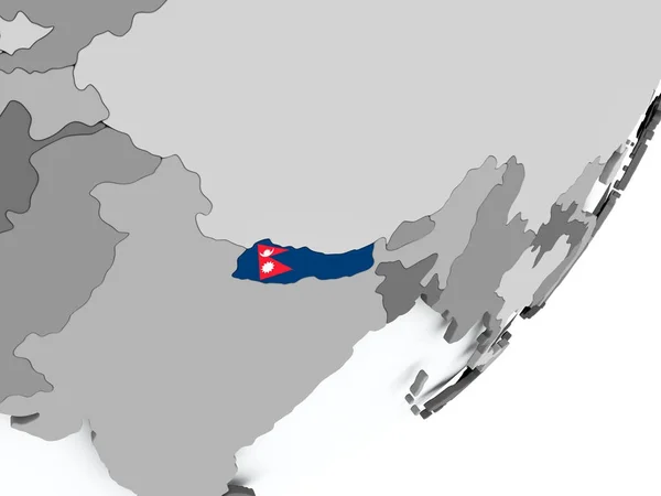 Bandeira do Nepal no mapa — Fotografia de Stock