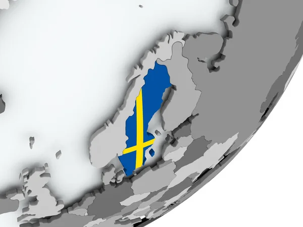 マップ上のスウェーデンの国旗 — ストック写真