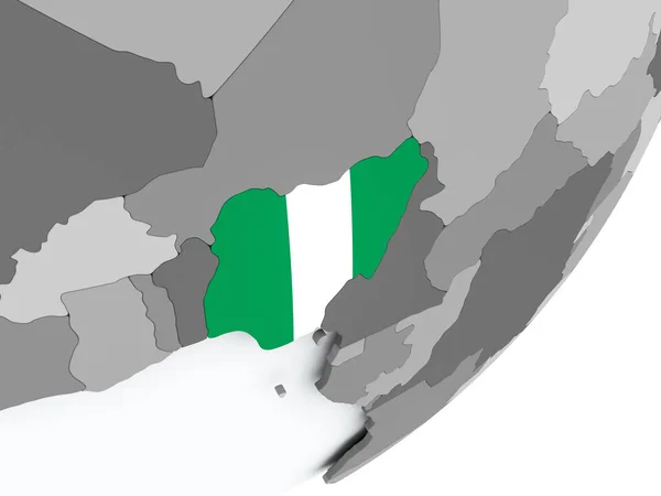 Vlag van Nigeria op kaart — Stockfoto