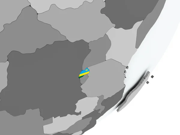 Σημαία της Ρουάντα στο χάρτη — Φωτογραφία Αρχείου