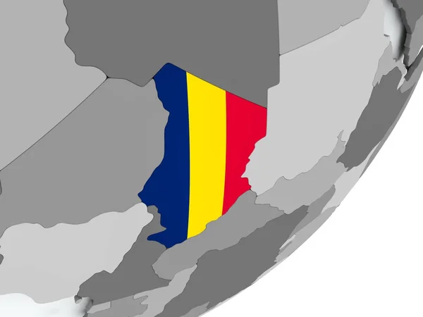 Bandera de Chad en el mapa — Foto de Stock