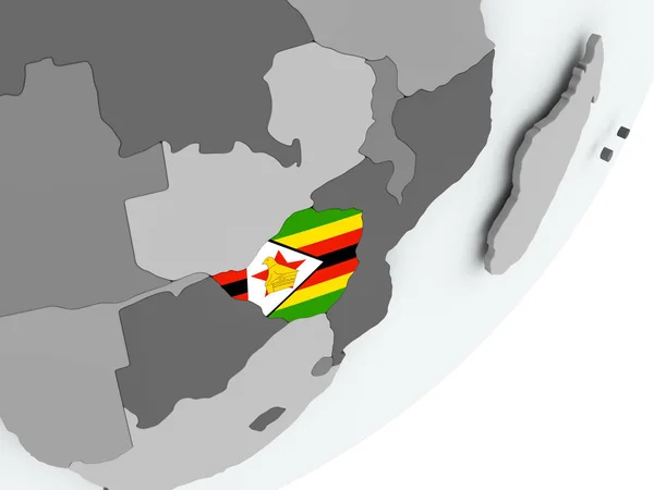 Bandiera dello Zimbabwe sulla mappa — Foto Stock