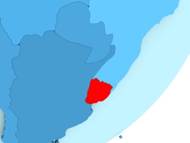 Uruguay Haritası mavi siyasi dünya üzerinde