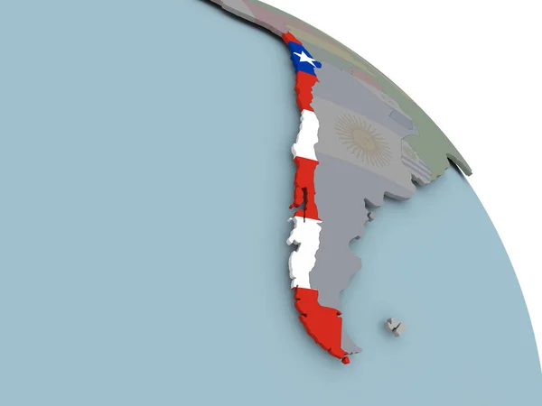 Карта Чилі з прапором — стокове фото