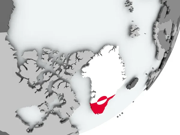 Flagge von Grönland auf der Karte — Stockfoto