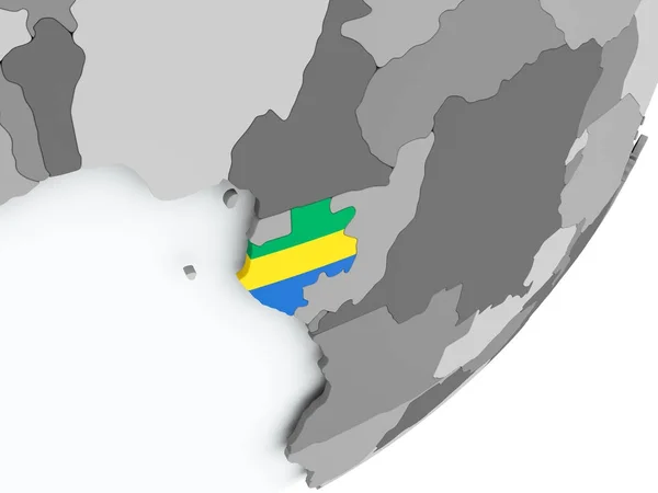 Flagge von Gabun auf der Karte — Stockfoto