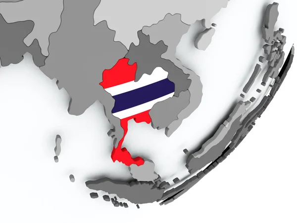 Σημαία της Ταϊλάνδης στο χάρτη — Φωτογραφία Αρχείου