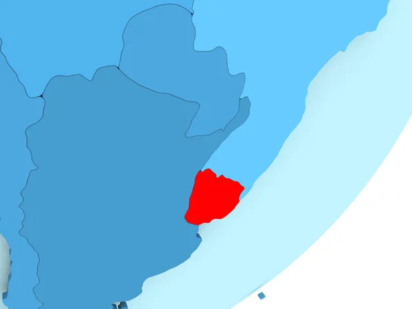 ウルグアイの青い政治世界地図 — ストック写真