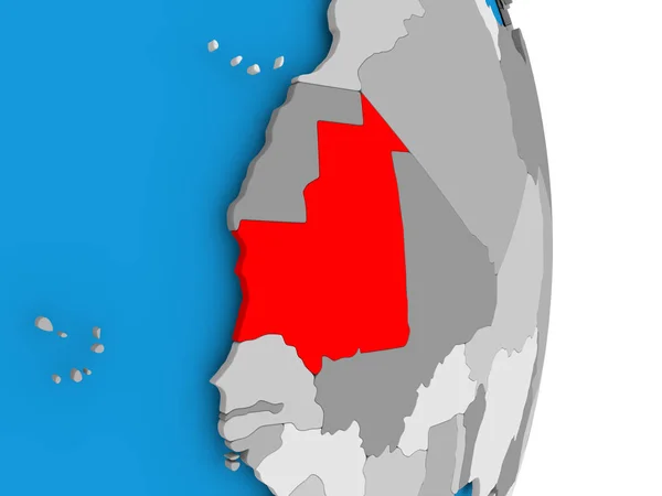 Мавритания на глобусе — стоковое фото