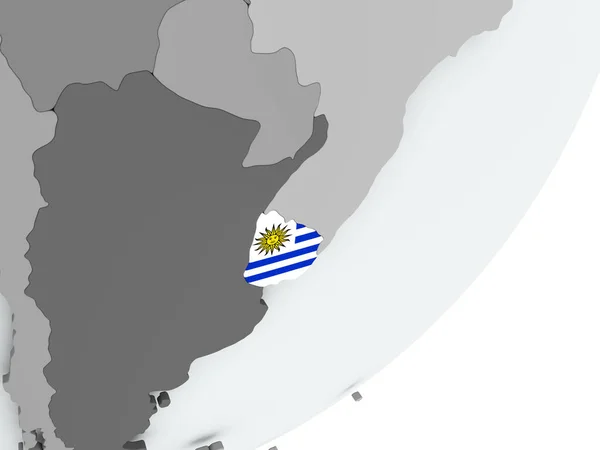 乌拉圭的旗子在地图 — 图库照片