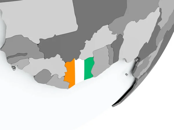 Bandeira da Costa do Marfim no mapa — Fotografia de Stock