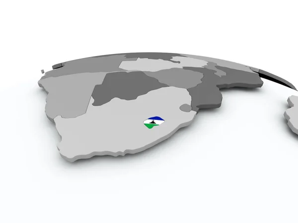 Bandeira do Lesoto no globo — Fotografia de Stock