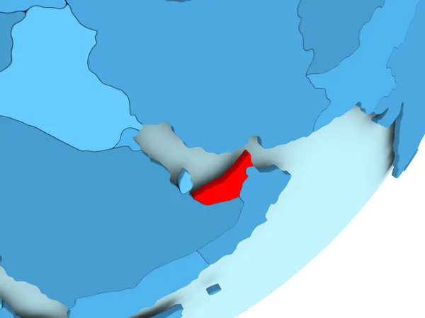 Mapa de Emiratos Árabes Unidos en el mundo político azul — Foto de Stock