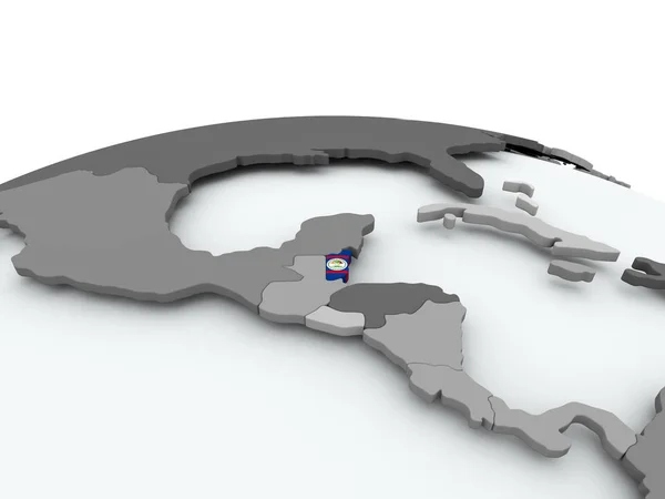 Bandeira de Belize no globo — Fotografia de Stock