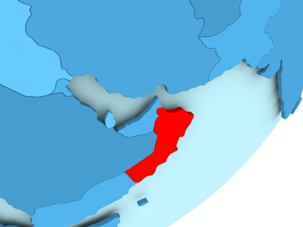 Map of Oman on blue political globe — Stock Photo, Image