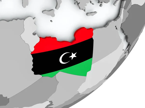 マップ上のリビアの国旗 — ストック写真