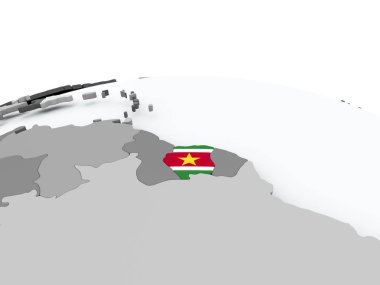 Dünya üzerinde Surinam Cumhuriyeti bayrağı