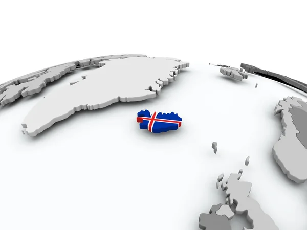 Vlag van IJsland op wereldbol — Stockfoto
