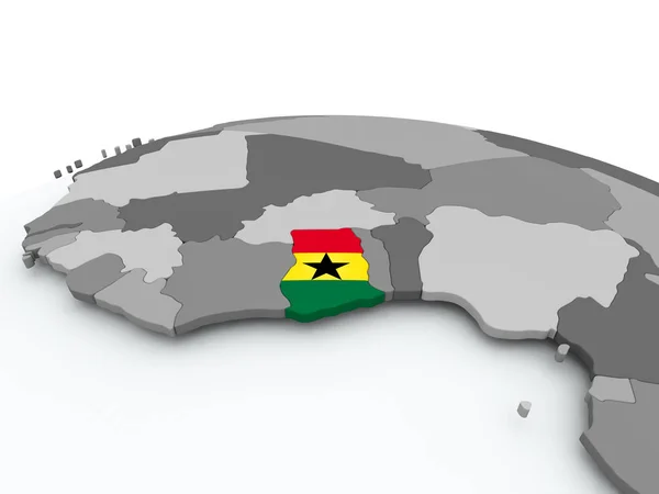 加纳的旗子在地球上 — 图库照片