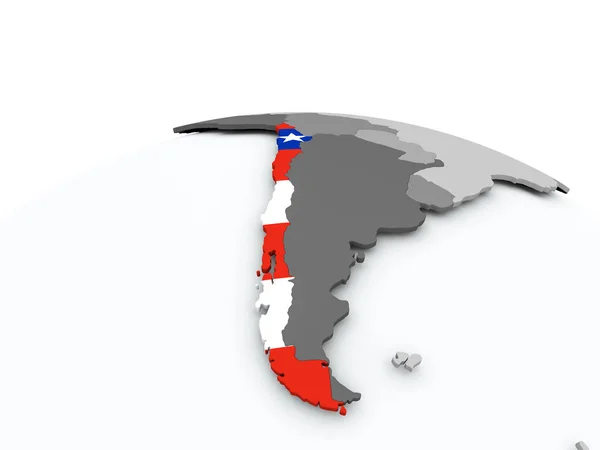 Flag of Chile on globe — Stock Photo, Image